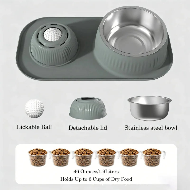 Dog Slow Feeder & Lick Bowl Set